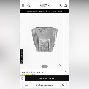 Micas metallic glitter tank top